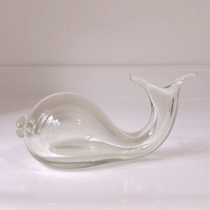Blown Glass Art 🐳 Clear Glass Whale or Fish Vase Propagation Station Accent Art